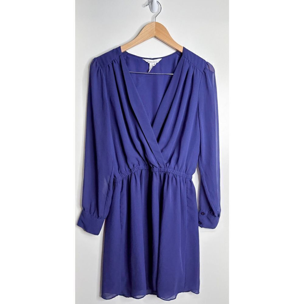 BCBGeneration Dress Womens‎ Size Medium Long Sleeve Purple Wrap Style